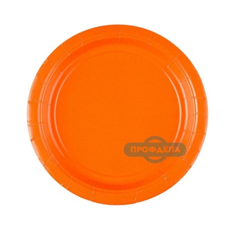 Одноразовая картонная оранжевая тарелка 180мм