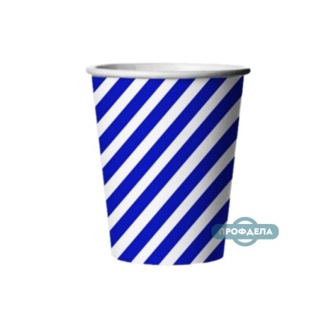 Бумажный одноразовый стаканчик Синие полоски
