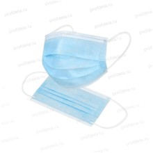 Маска медицинская одноразовая трехслойная голубая (50 штук в упаковке)